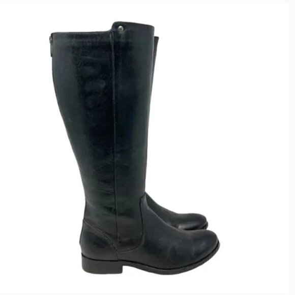 Frye Melissa Stud Knee High Rear Zip Black Leather Riding Boots - Size 6 - Picture 4 of 10